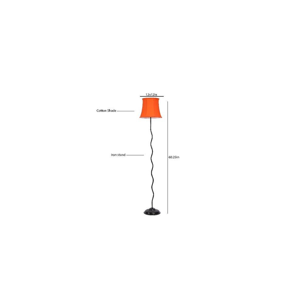 Braden Orange Fabric Floor Lamp with Black Iron Base