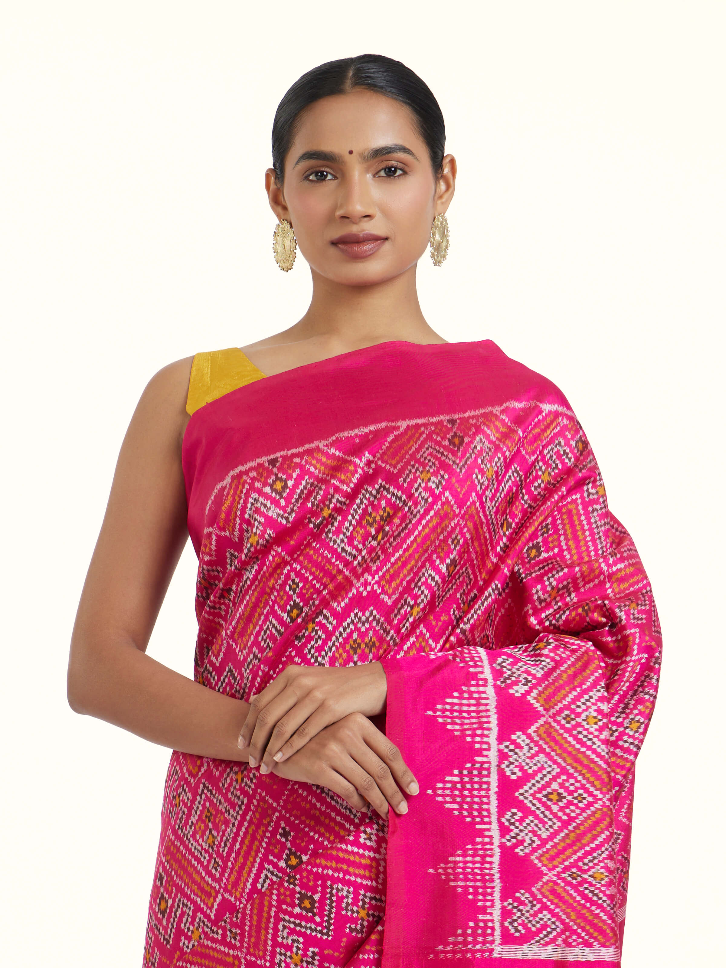 Pink Pochampally Combodia Ikat Silk Saree