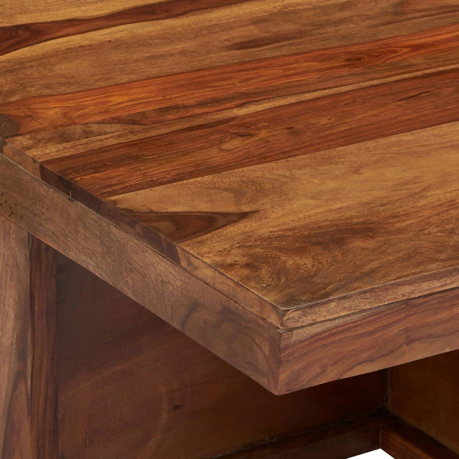 Blane Sheesham Wood Accent Coffee Table Set With 4 Stools In Natural Teak Finish