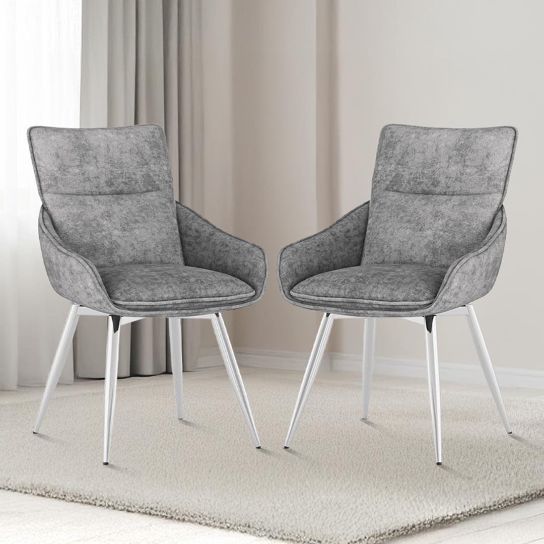 Megan Swivel Dining Chair In Grey Colour