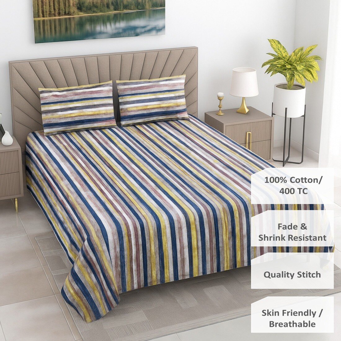 Threads Luxury Pure Cotton Super King Size bedsheets 275 x275