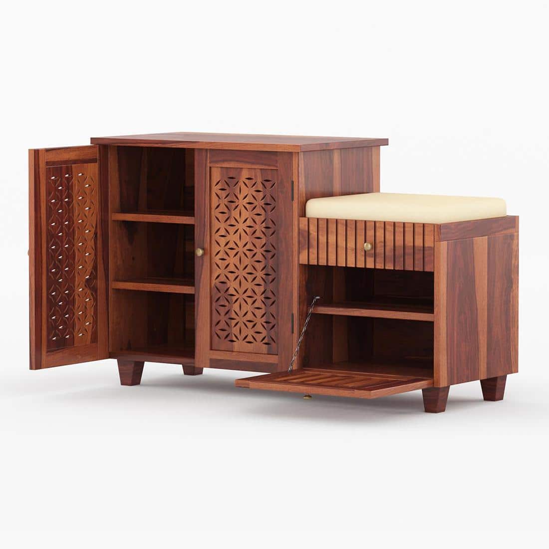 Cayman Shoe Rack Of 20 Pairs In Honey Oak Color