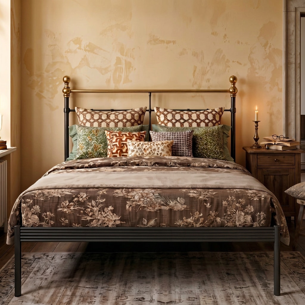 Iver Metal Non Storage Queen Bed in Satin Black Finish - Original Bed Co.