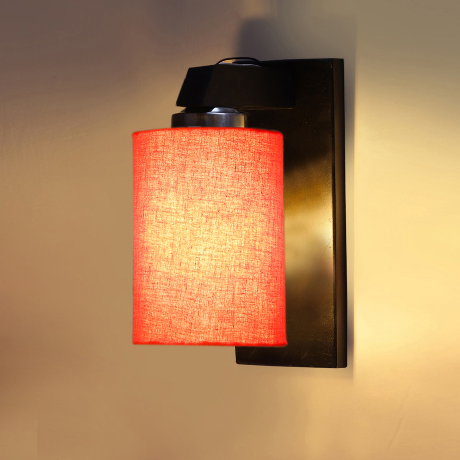 Devansh Solid Wood Electric Wall Light in Brown Colour with Orange Shade Count of 1 Light - Devansh