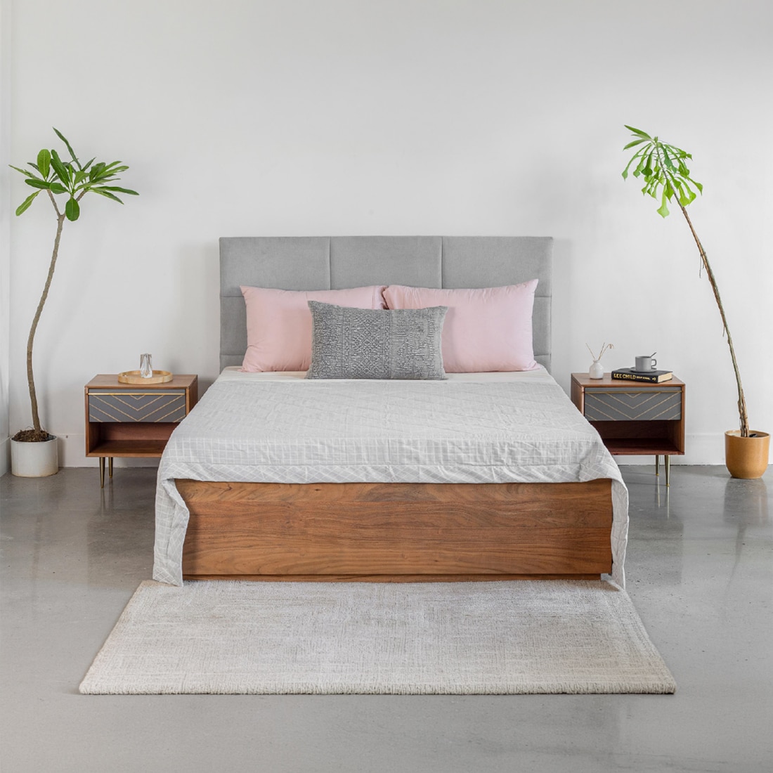 Toshi Solid Wood King Hydraulic Bed in Grey Colour - Orange Tree