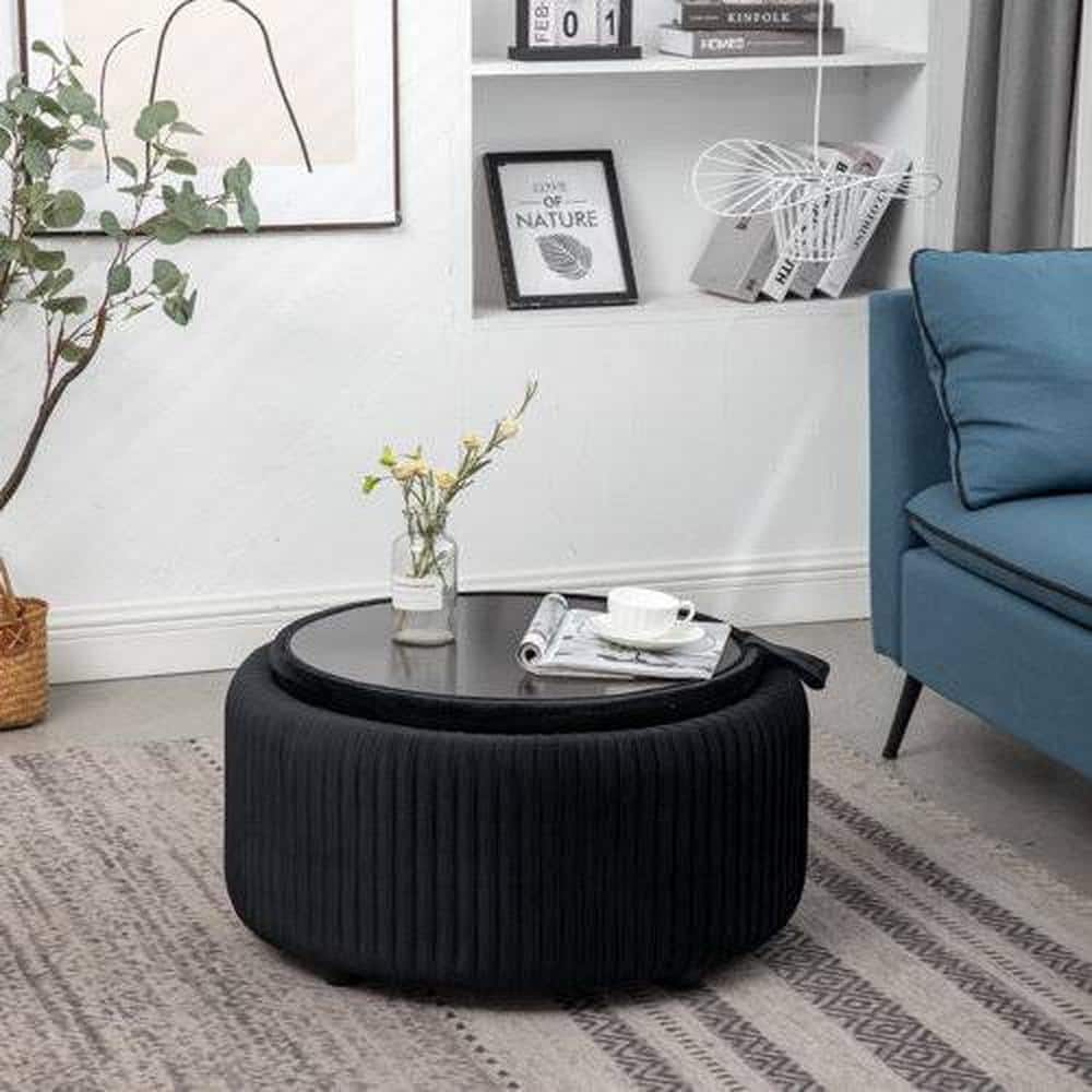 Loofy Ottoman with Strage Color in Black - Home Lifestylez