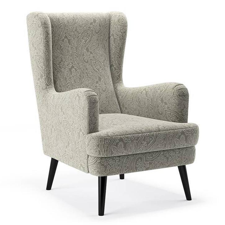 Genoa Wing Chair in  Monochrome Paisley Colour