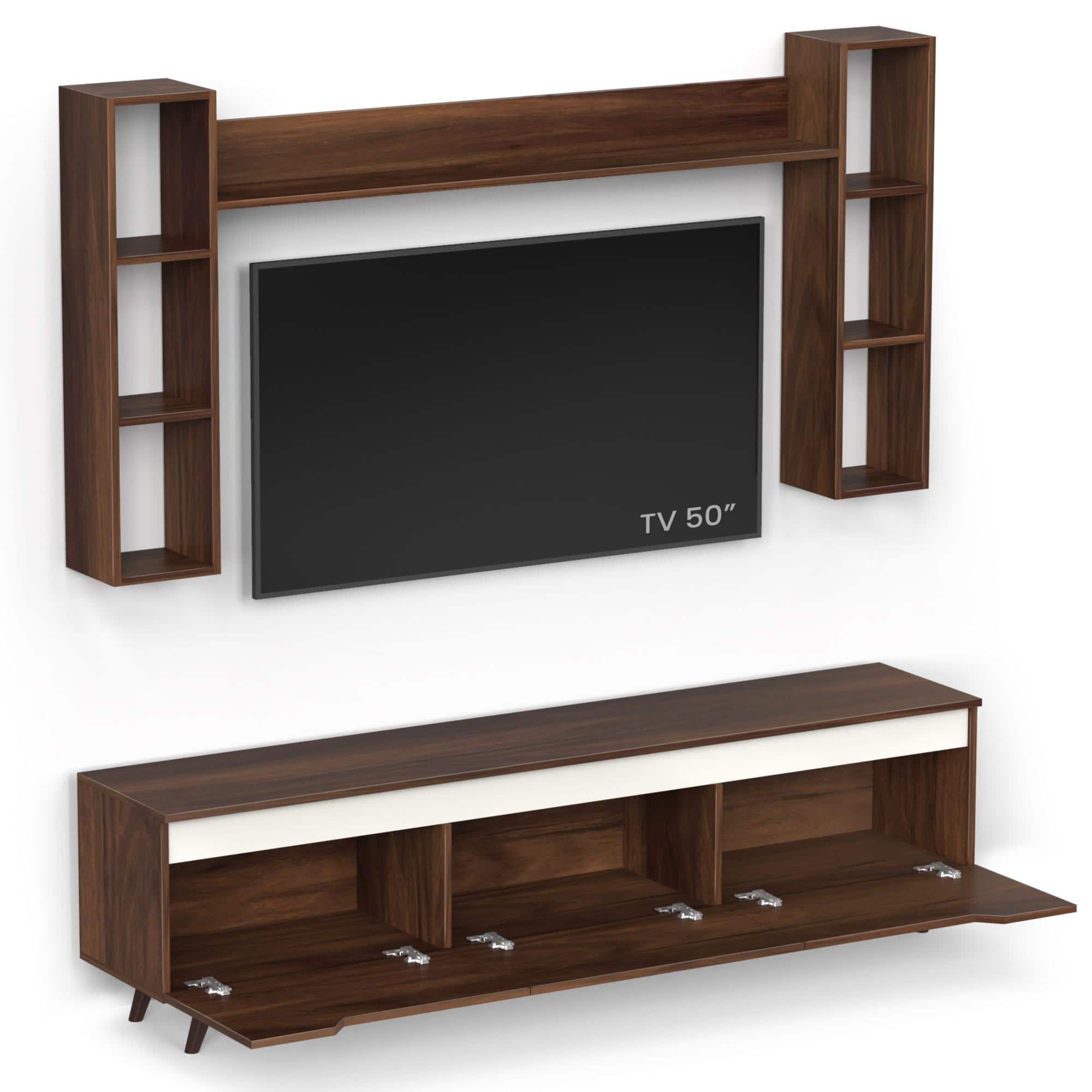 Blesky Miltra Tv Entertainment Unit Set Top Box In Brown Maple Finish