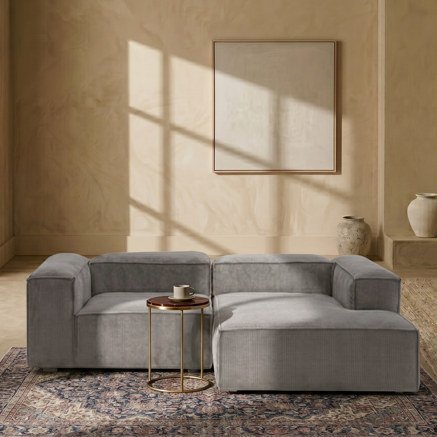 Elegantedge Wood Left Aligned 2-Seater With Upholstery Non Storage Sofa In Grey Colour - Nestroots