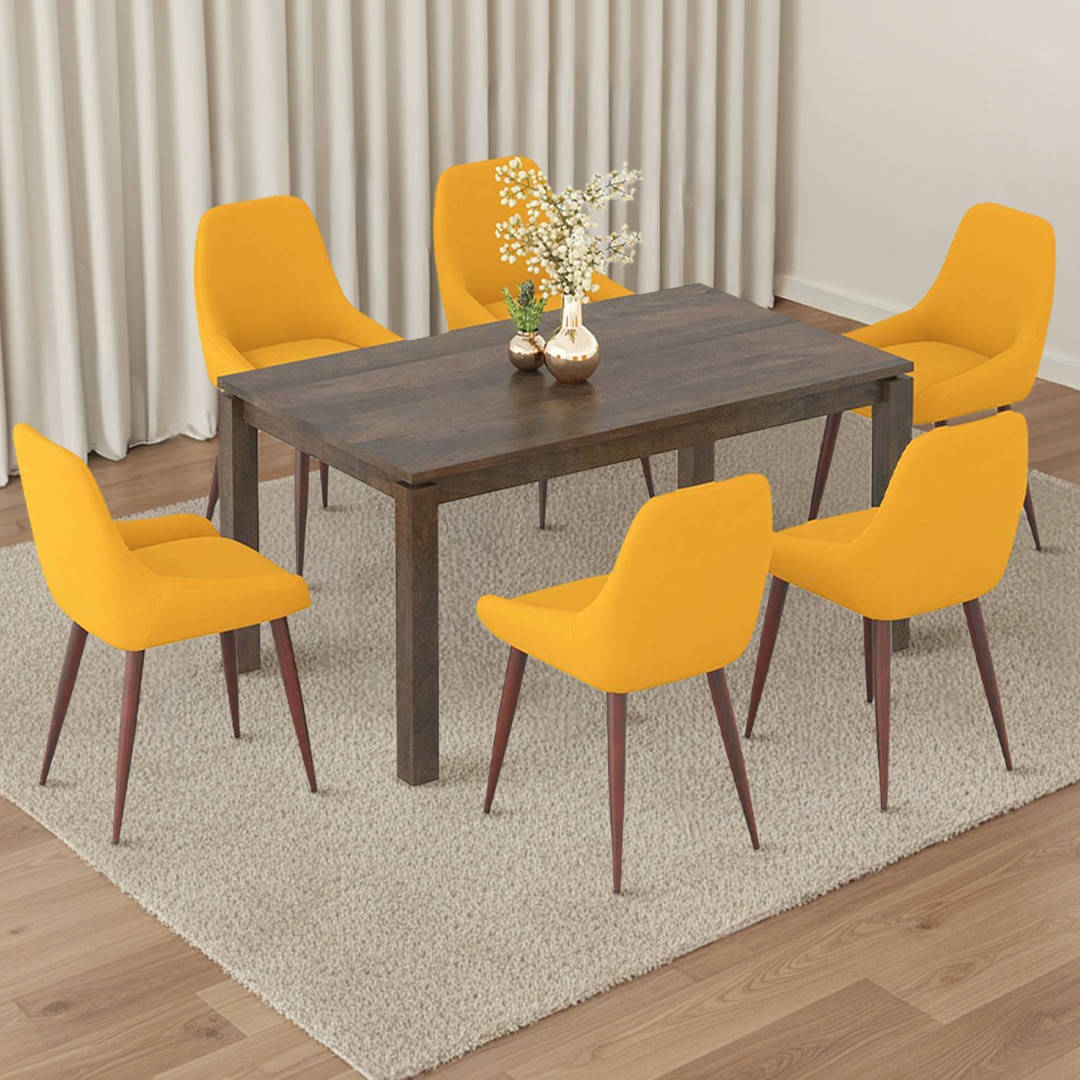 Atlas Solid Wood 6 Seater Compact Dining Table With Rickman Lounge Chairs