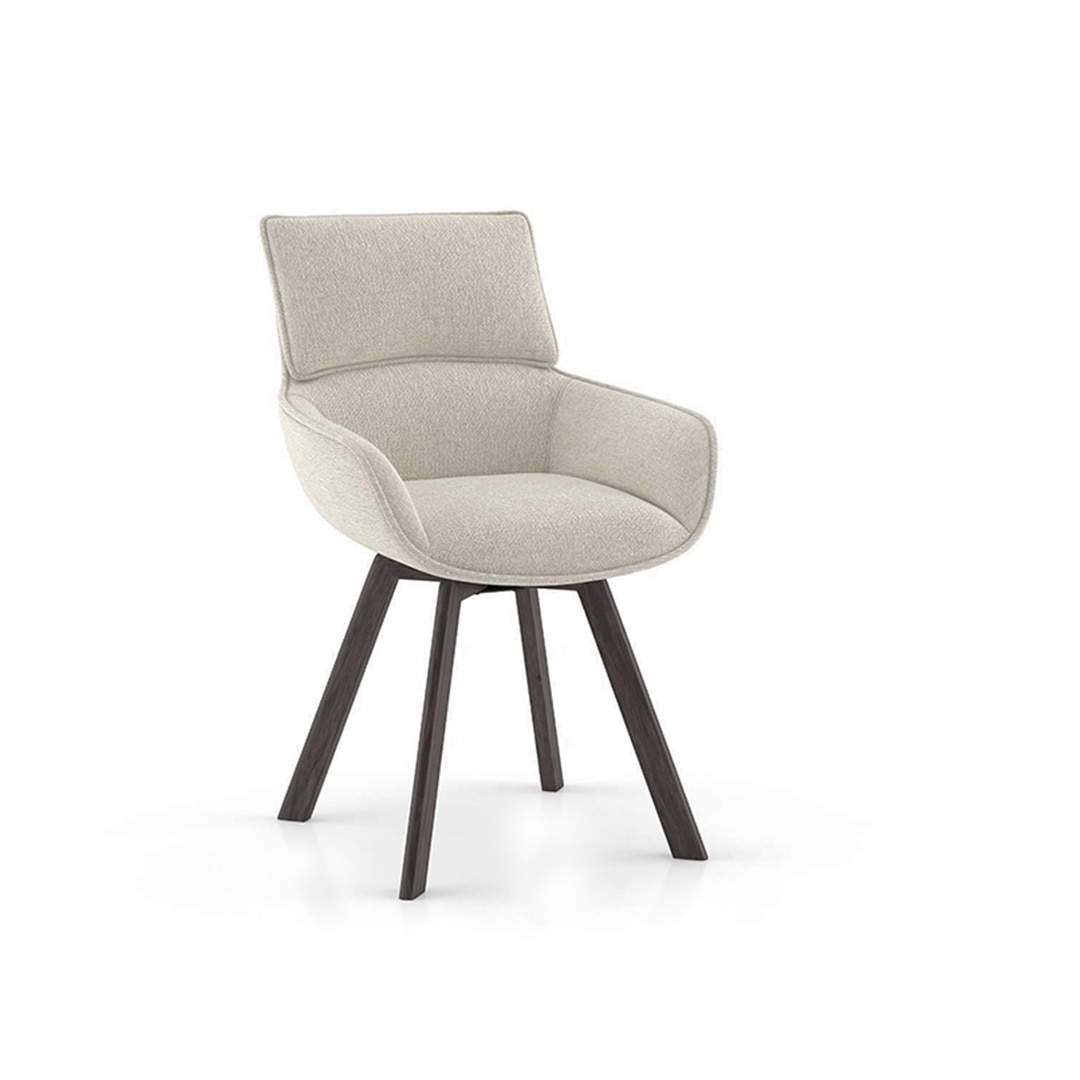 Atlas Crest Solid Wood 4 Seater Dining Table With Bren Swivel Dining Chairs