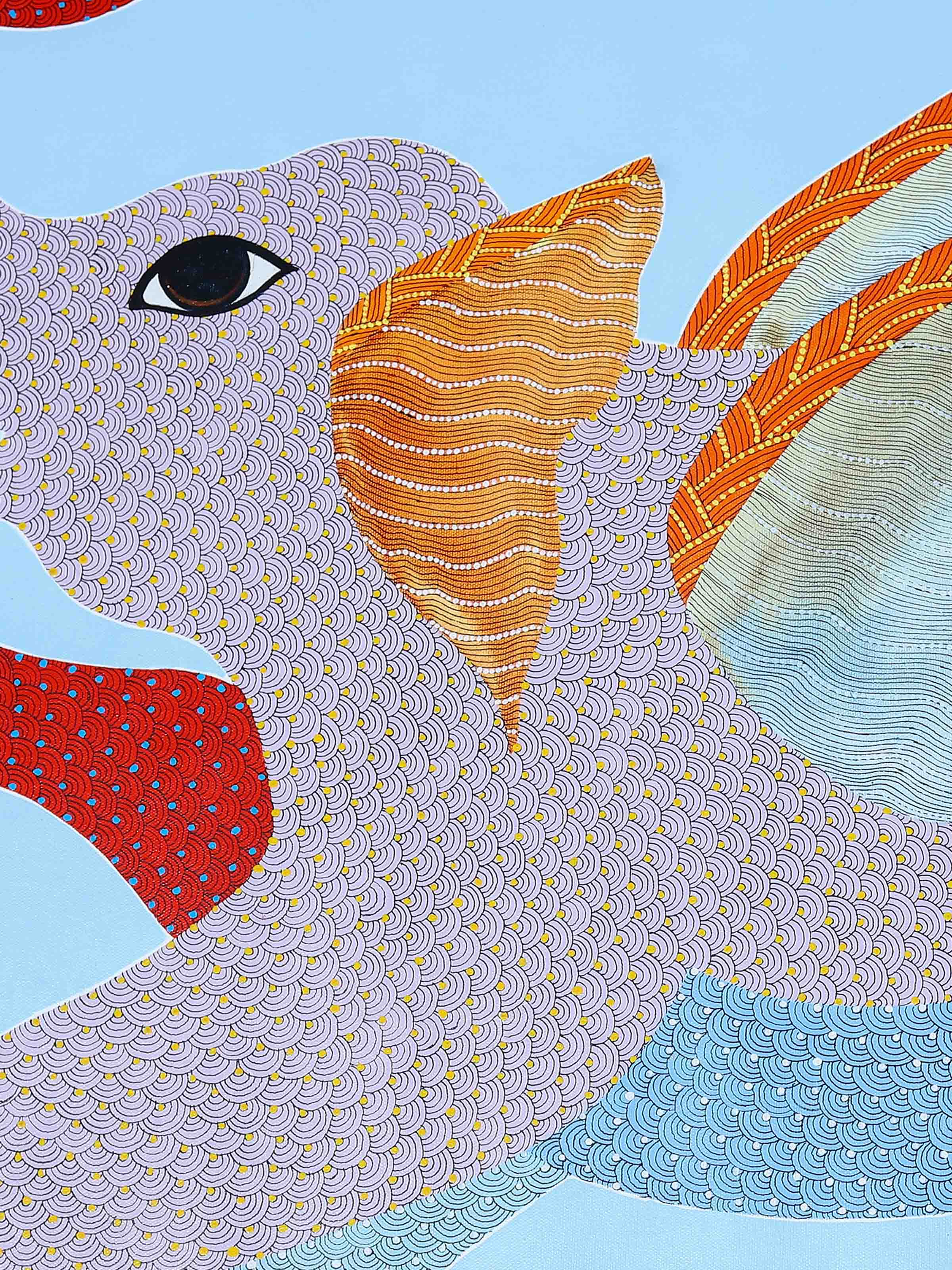A Flight Of Strength Gond Art