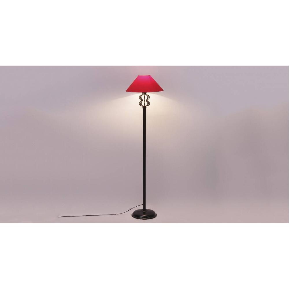 Ridge Red Fabric Floor Lamp with Black Iron Base