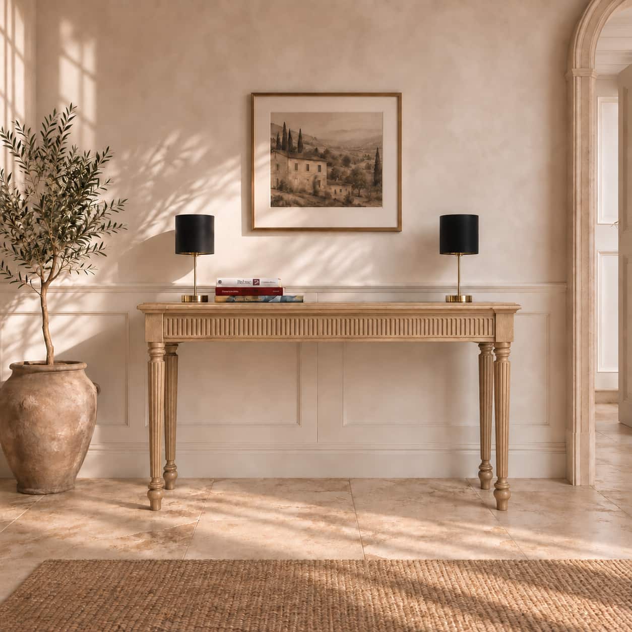 Aaranya Solid Wood Console Table in Natural Finish 178 cm