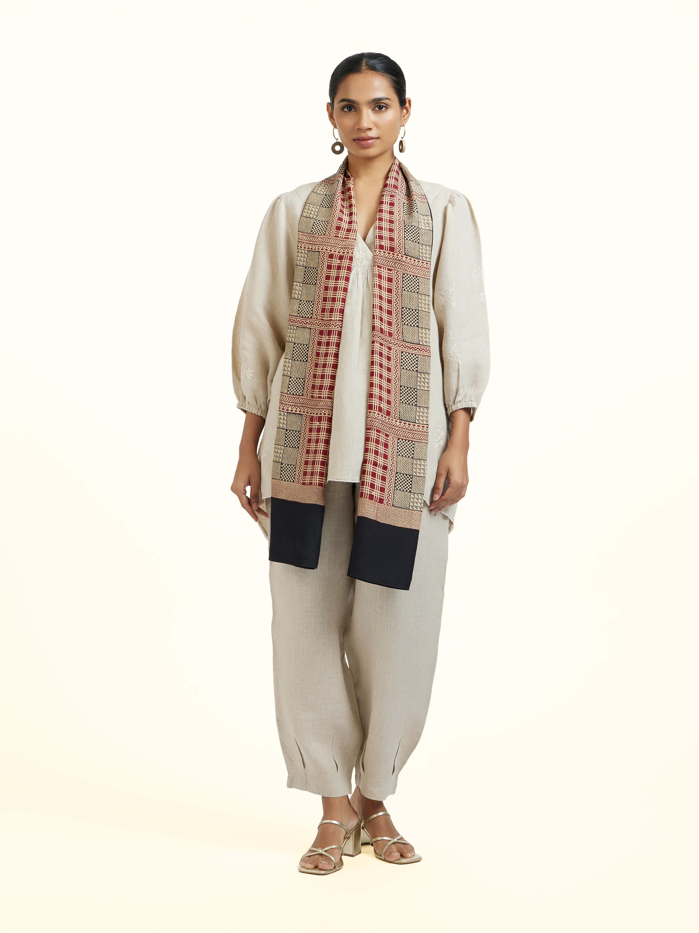 Rust Silk Bagh Hand Block Printed Stole