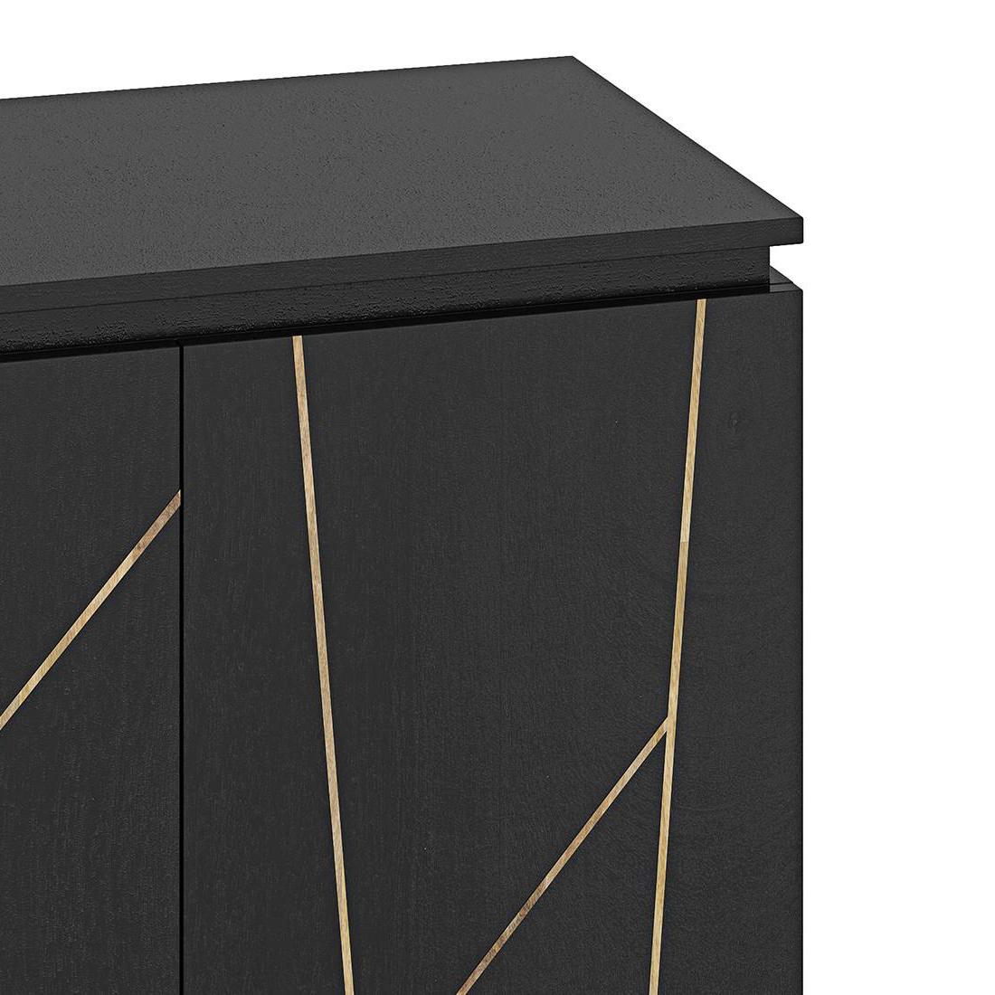 Dante Solid Wood Bar Cabinet in Black Finish