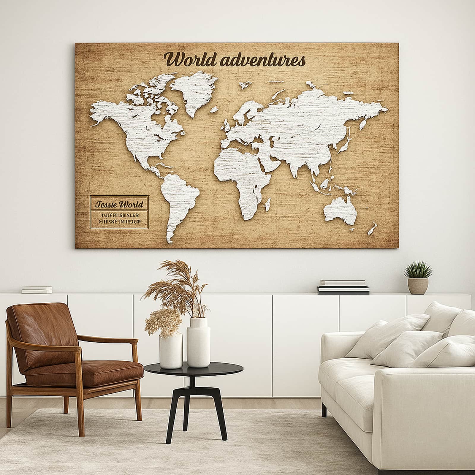 Truss Brown White World Map Canvas Wall Prints Canvas Wall Prints Set of 2 Multicolor Matte