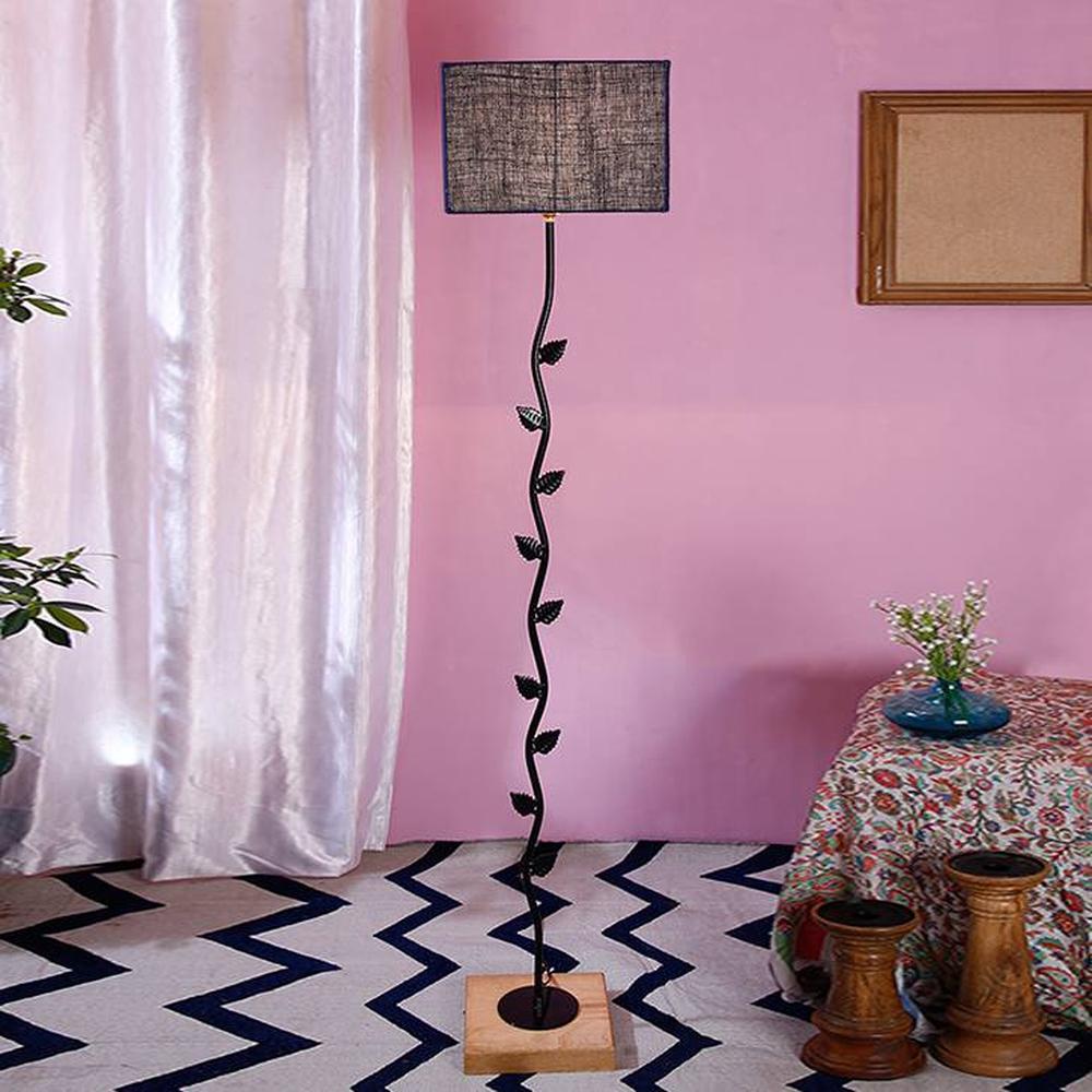 Elin Blue Cotton Shade Floor Lamp
