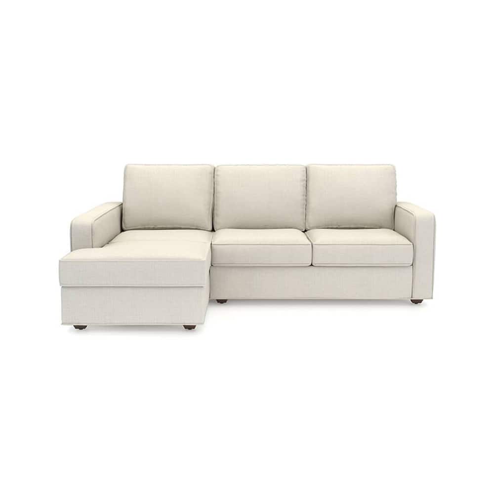 Apollo Sofa (Colour : Pearl, Cushion : Hard, Back Type : Regular, Seating Capacity : Left Aligned 2 Seater + Left Aligned Chaise + Ottoman) - Urban Ladder
