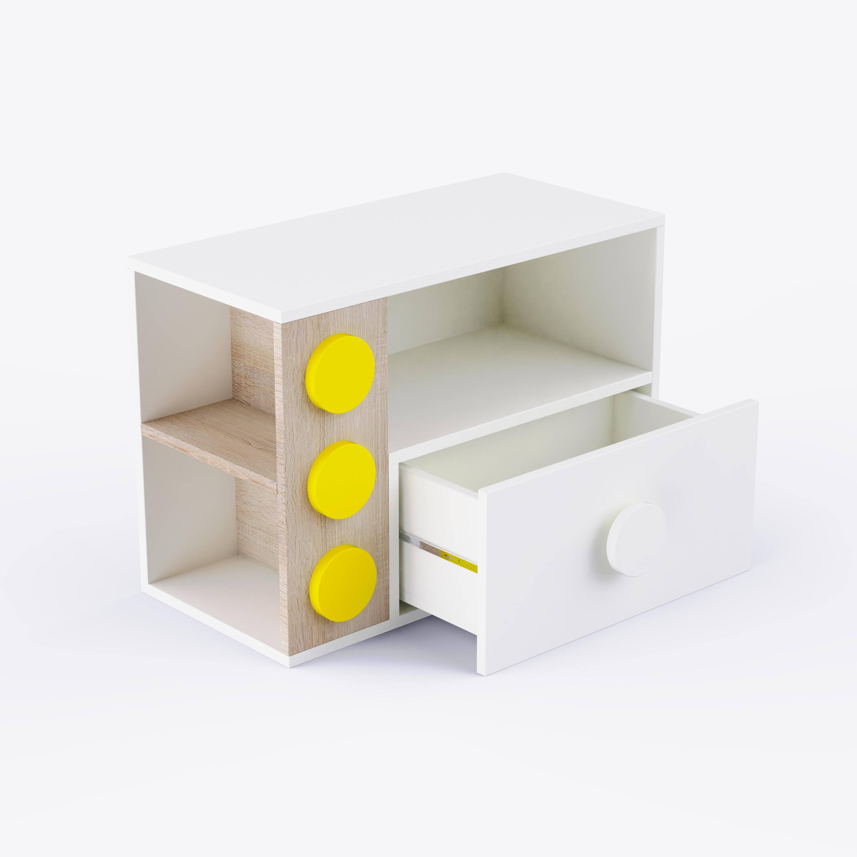 Building Blocks Storage Unit In White & Oak Colour
