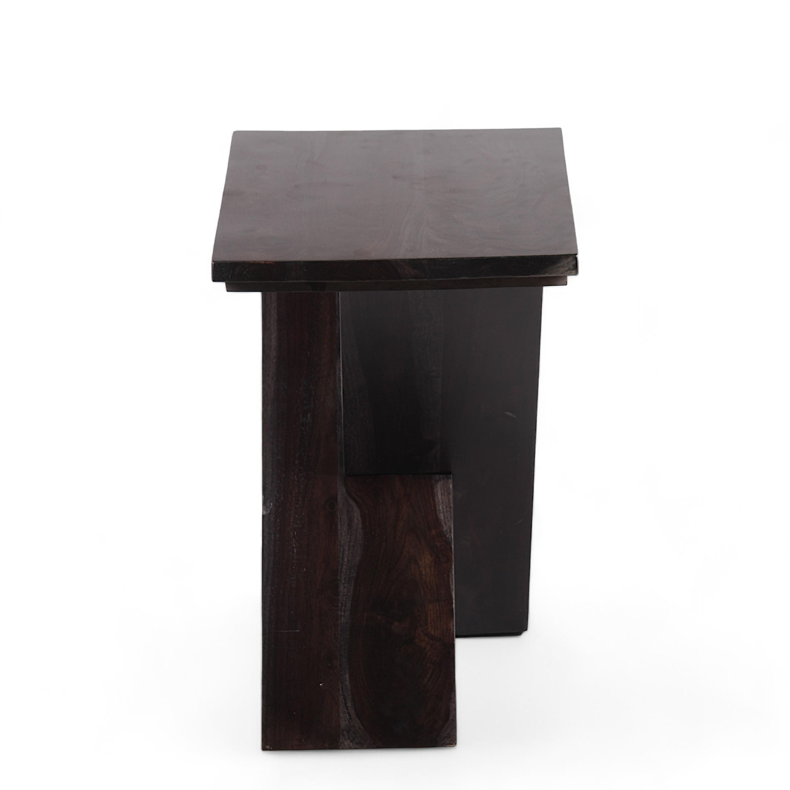 Darcy Sheesham Wood Contemporary Rectangle Set Of 2 Tea Table  Side Tables In Dark Mahagony Finish