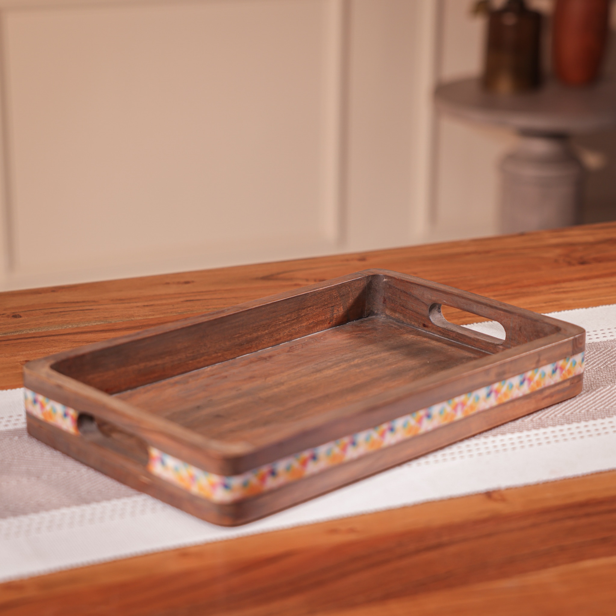 Ireka Home Swagatam Wooden Serving Tray - Ireka Homes