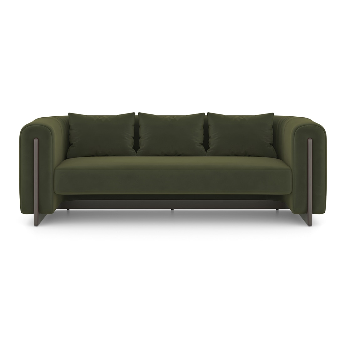 Reno Three Seater Fabric Sofa in Deep Olive Velvet