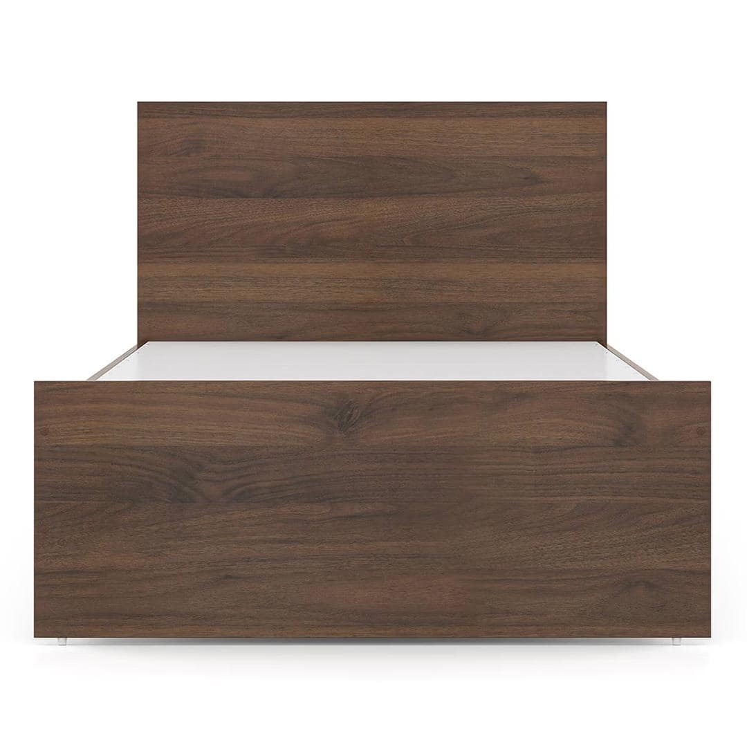 Zoey Non Storage Single Bed In Classic Walnut Finish