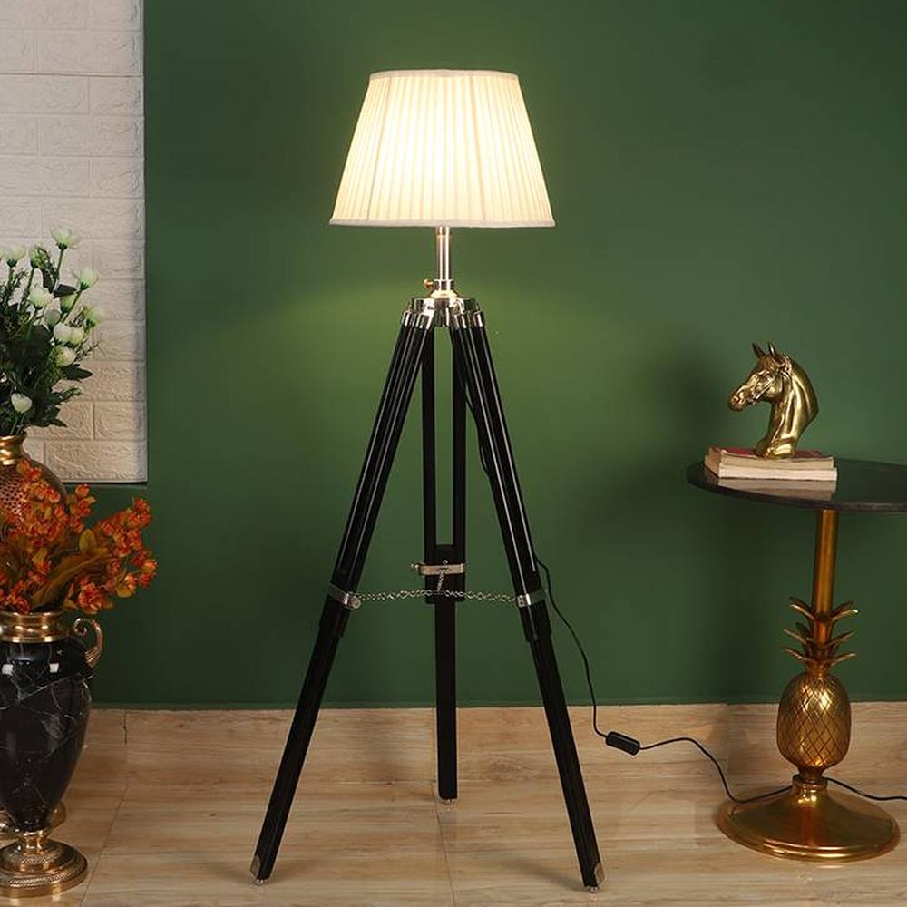 Vinnie Off White Cotton & Silk Mix Shade Floor Lamp