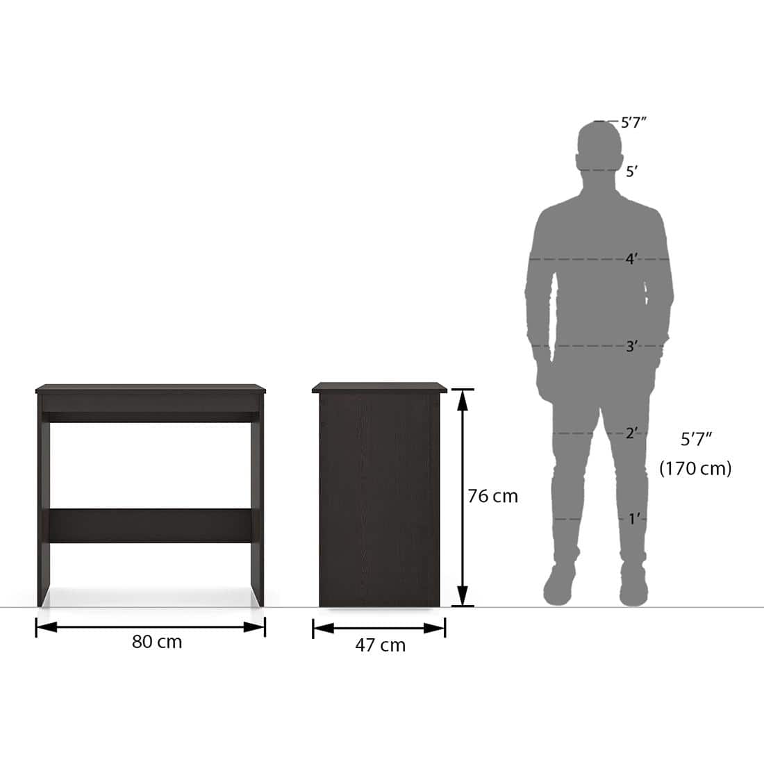 Kevin Engineered Wood Study Table in Dark Wenge Finish