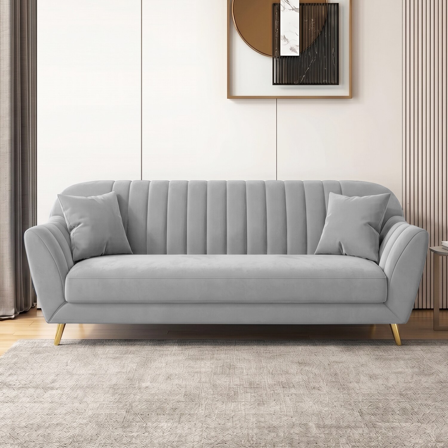 Rivo Velvet 3 Seater Sofa in Grey Color - Home Lifestylez
