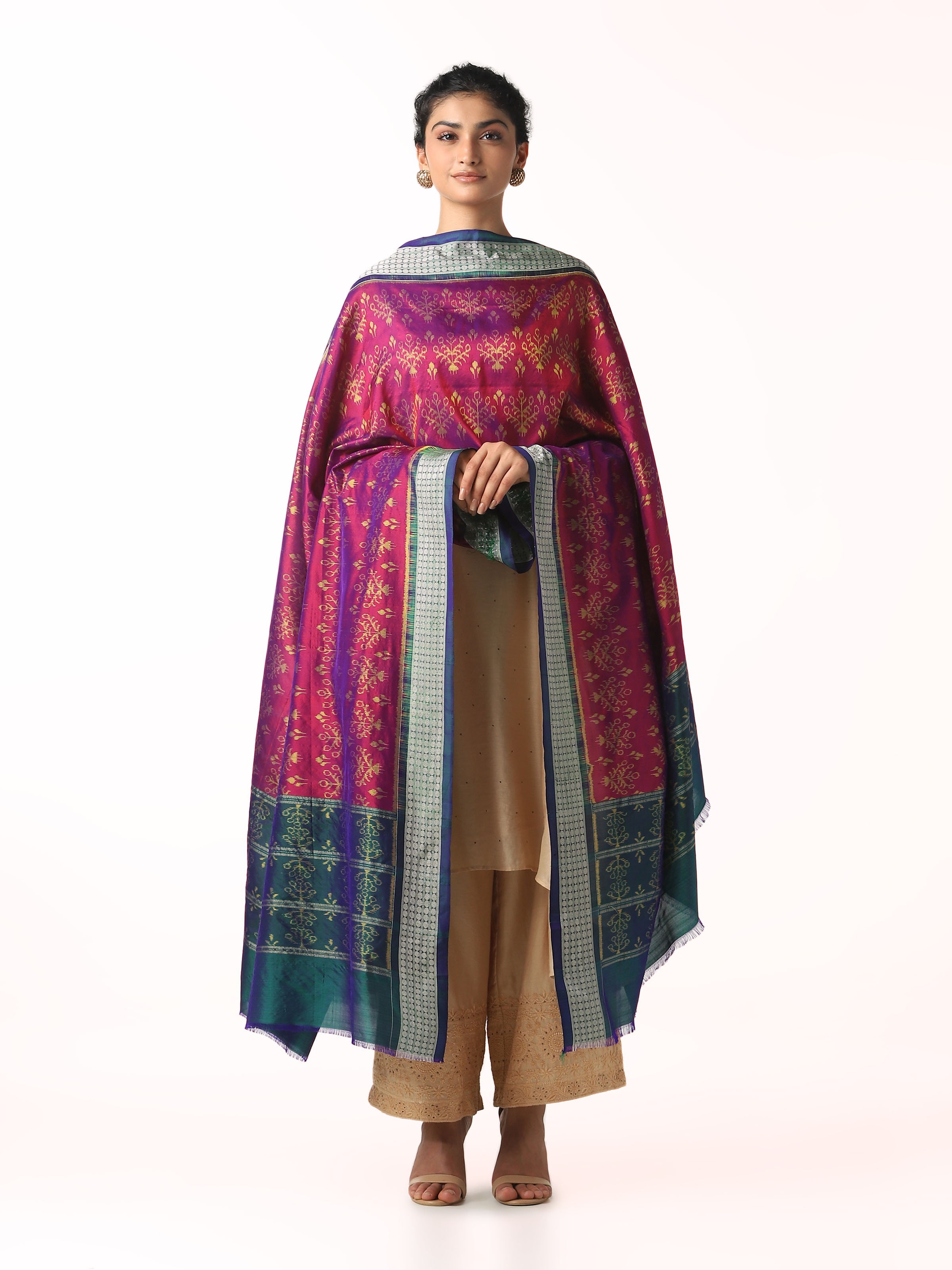 Pink Silk Odisha Ikat Dupatta