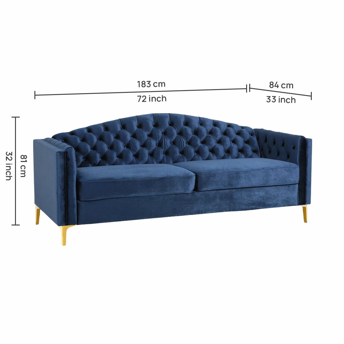 Elden Fabric Sofa (Navy Blue)