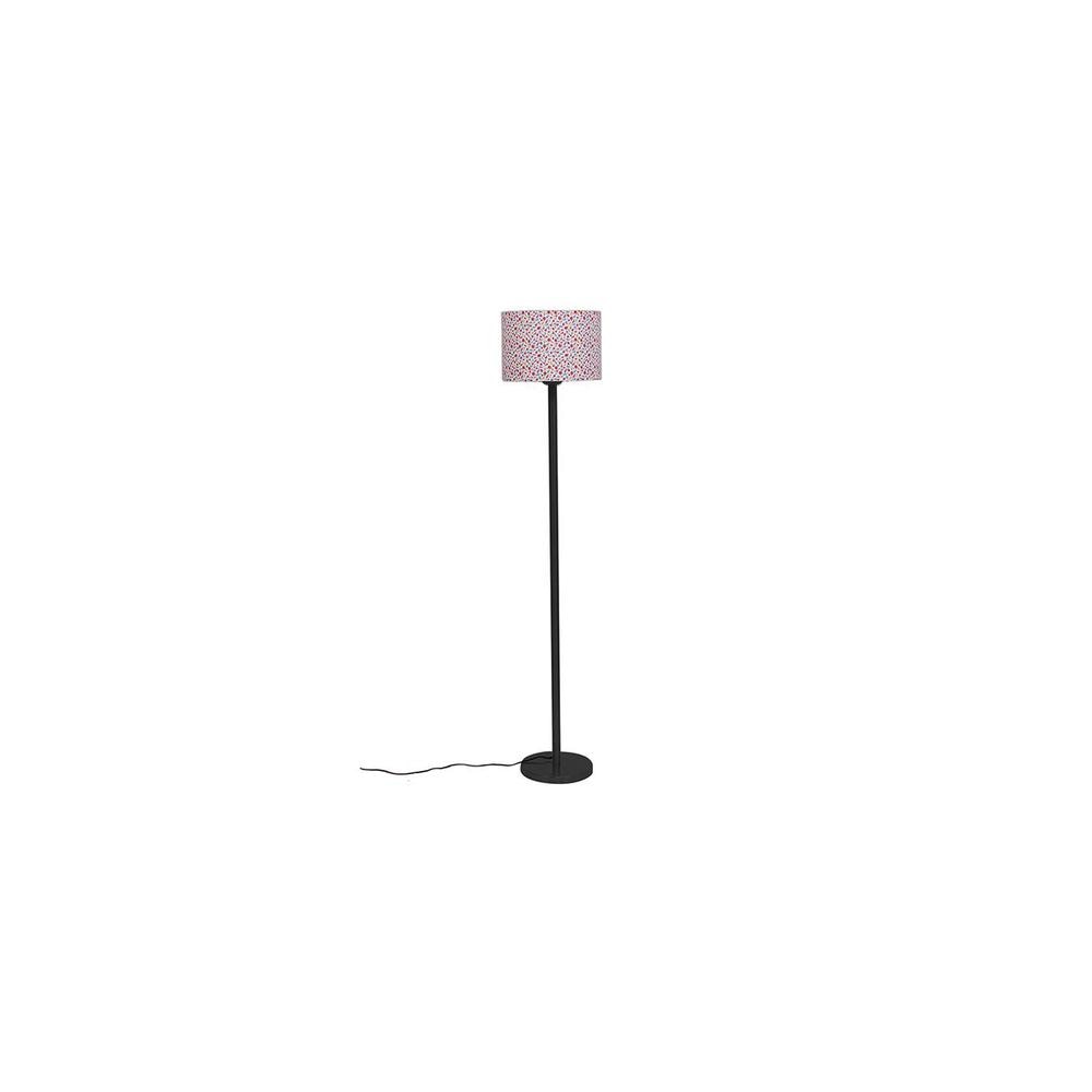 Cayson Multicolour Fabric Shade Floor Lamp with Black Iron Base