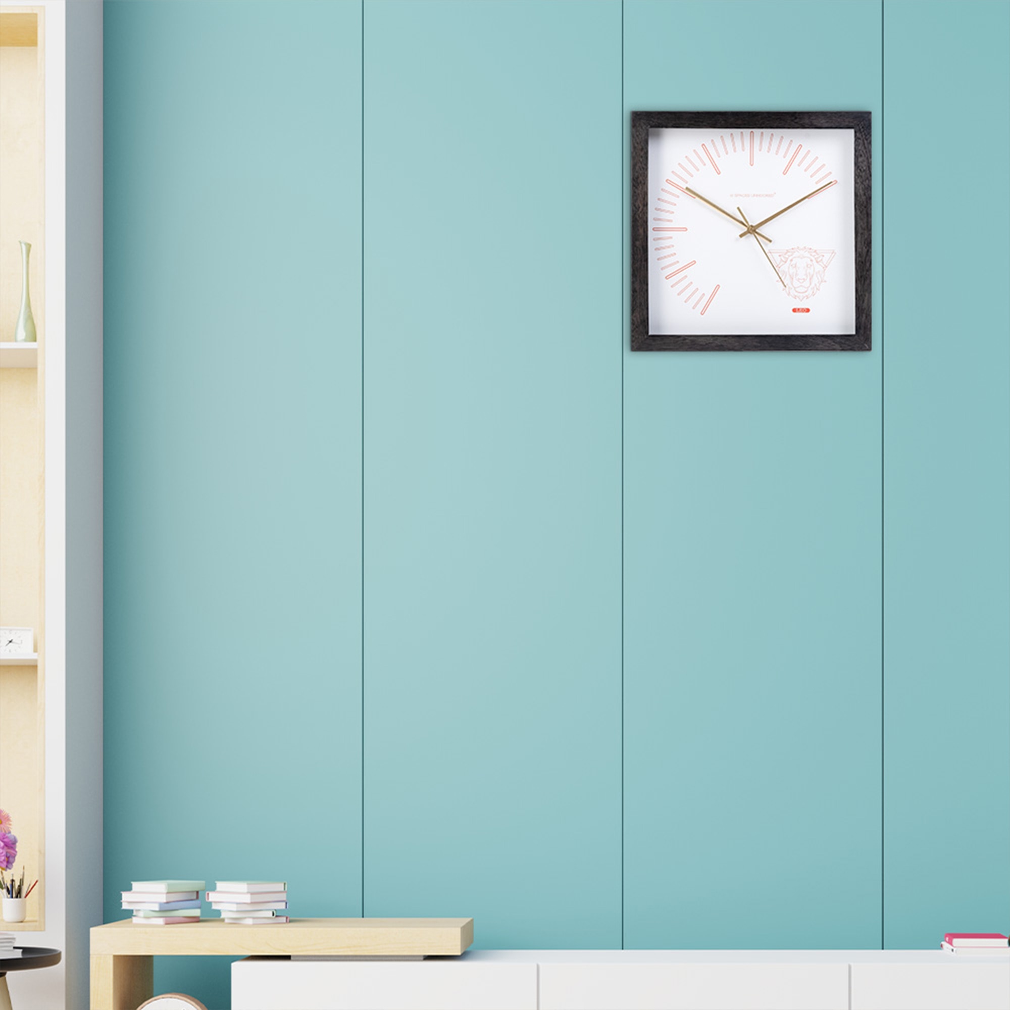 Leo Zodiac Wooden Wall Clock with Bold Golden Indices and Premium Finish