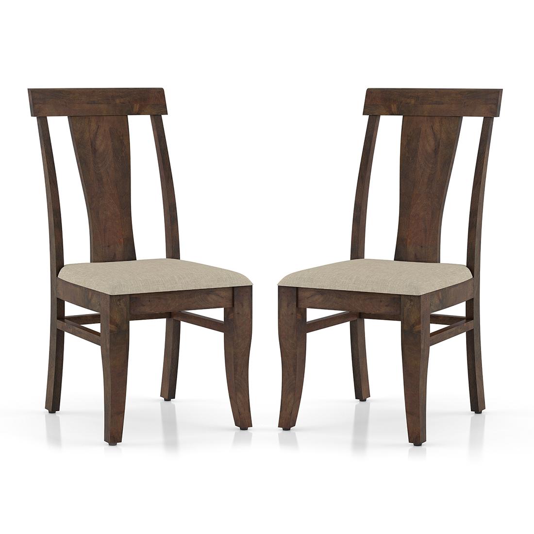 Fabio Dining Chair Set Of 2 In Colour Macadamia Brown And Finish Danish Walnut