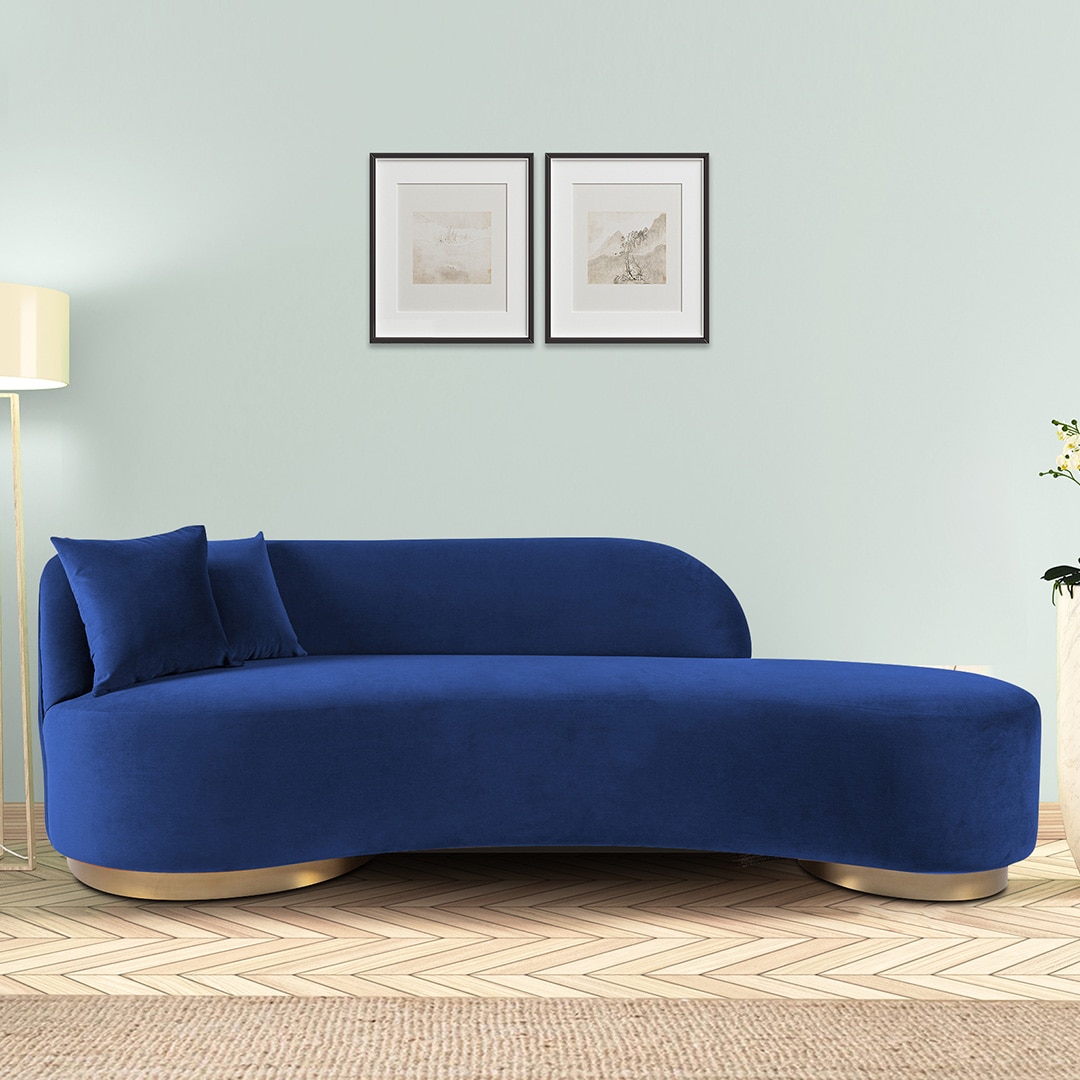 Maddox Velvet 3 Seater Sofa in Navy Blue Colour