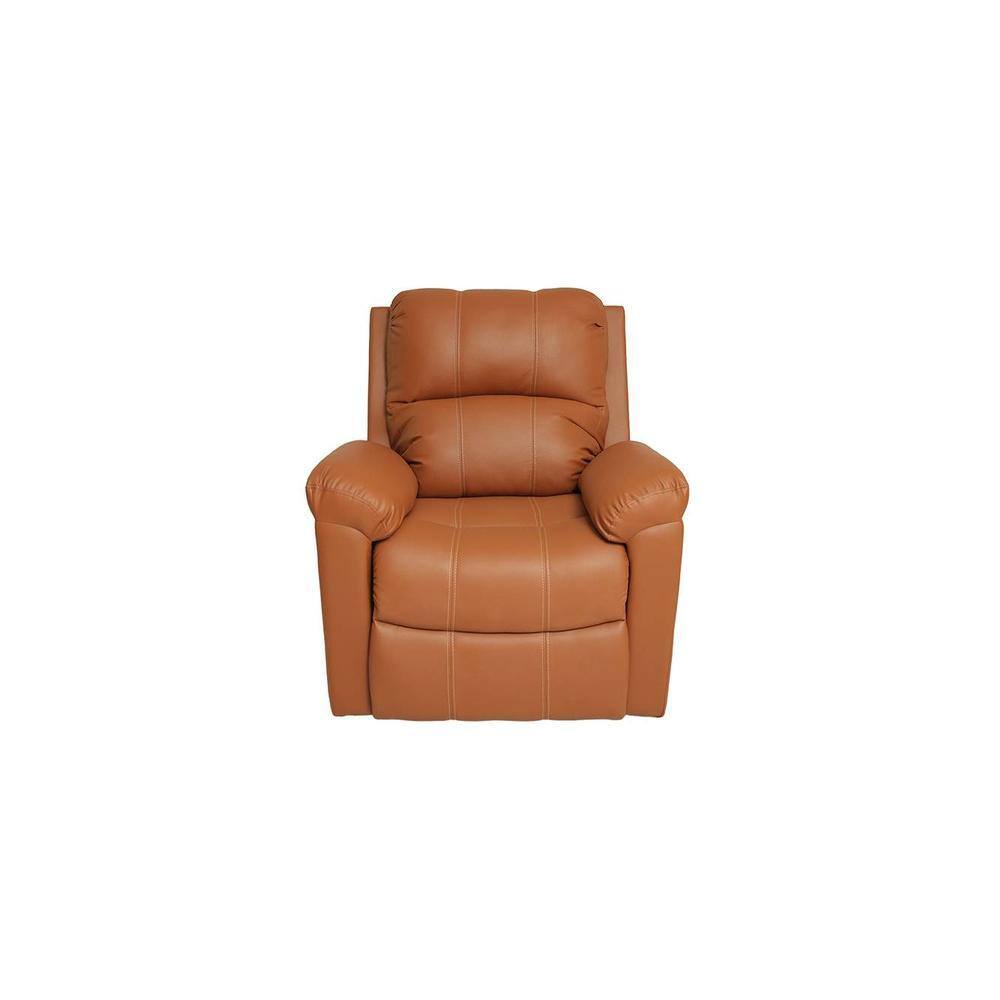 Spino Leatherette One Seater Manual Recliner in Tan Colour