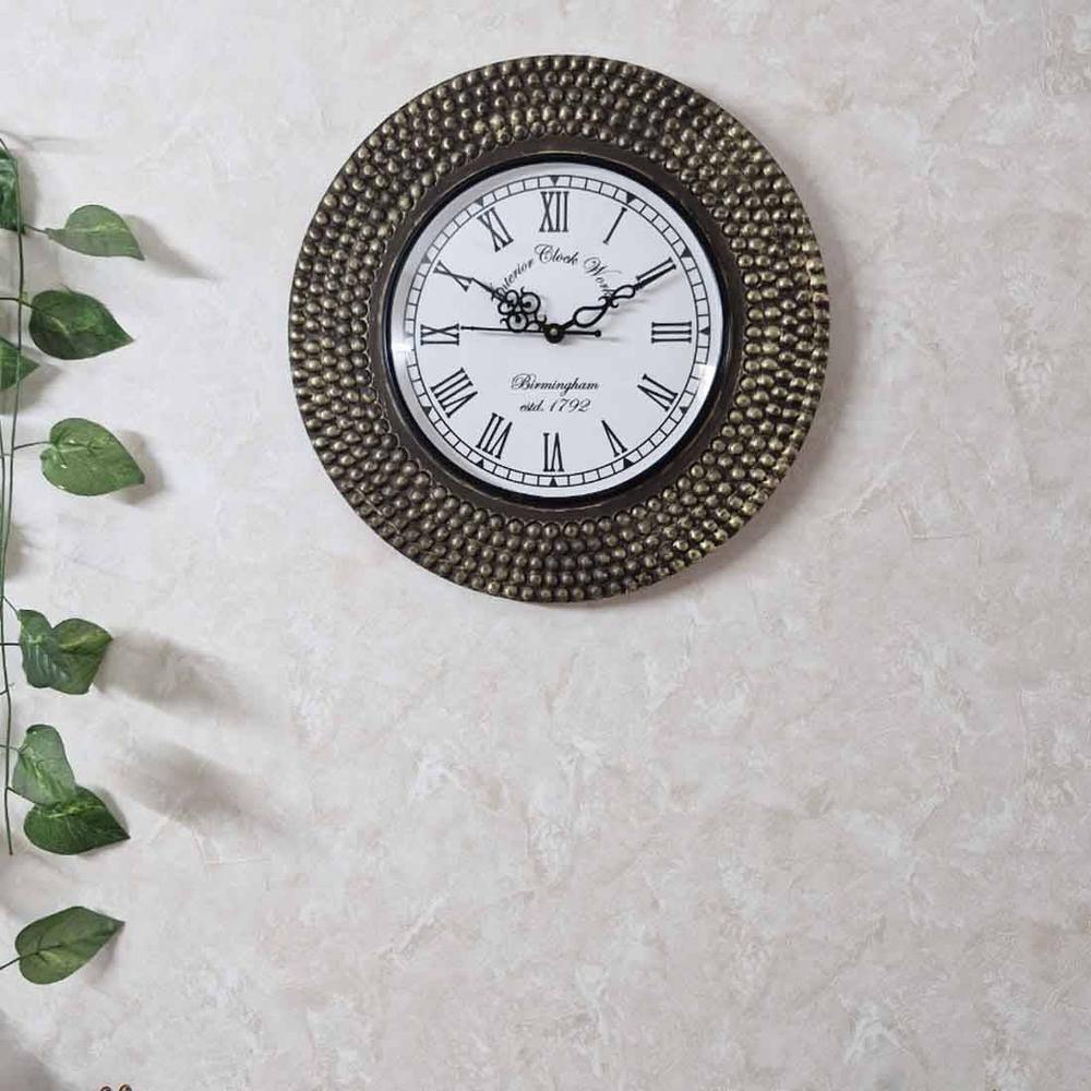 Asher Brown Colour Engineered Wood Distress Finish Dotted wall Clock by Disoo Fashions - Disoo Fashions