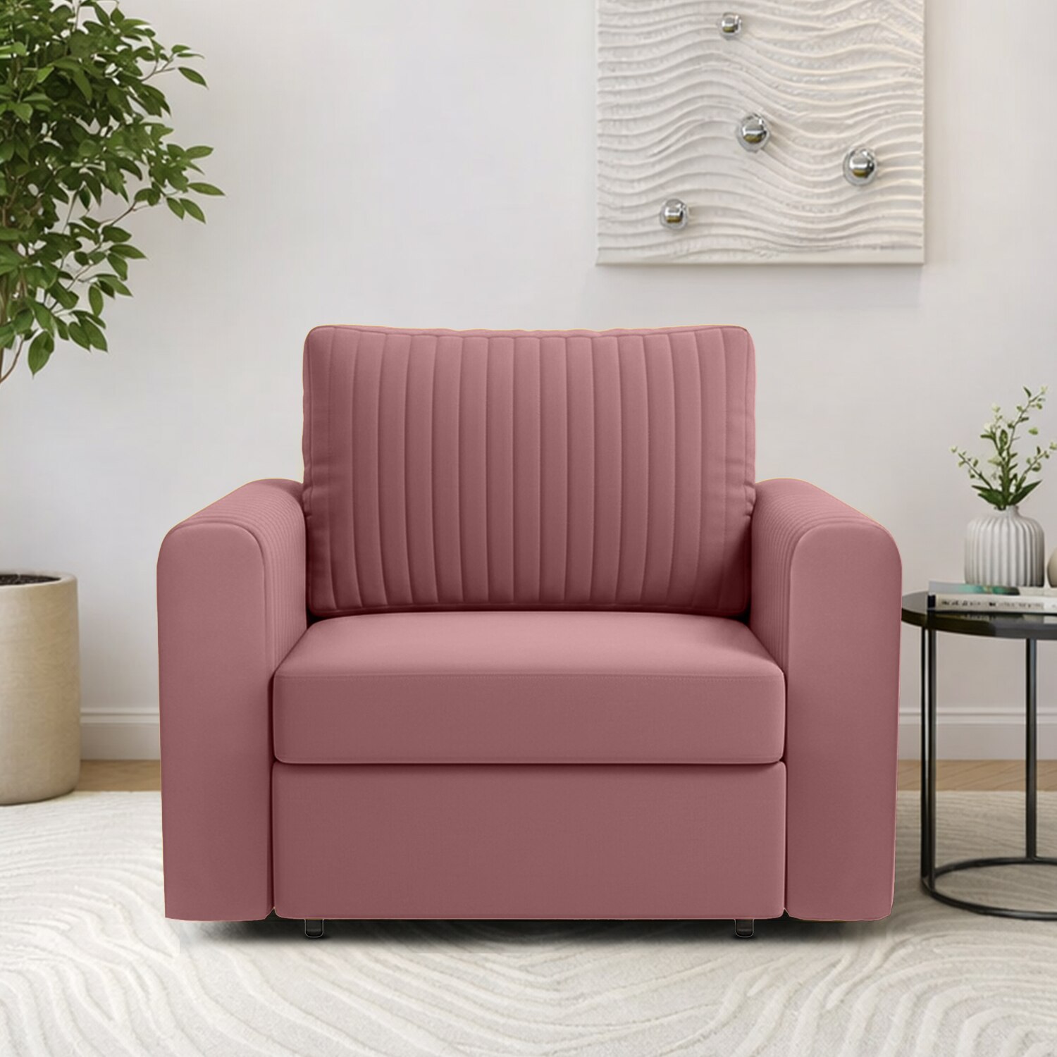 Melano  Pull Out Sofa cum Bed  in Peach Colour