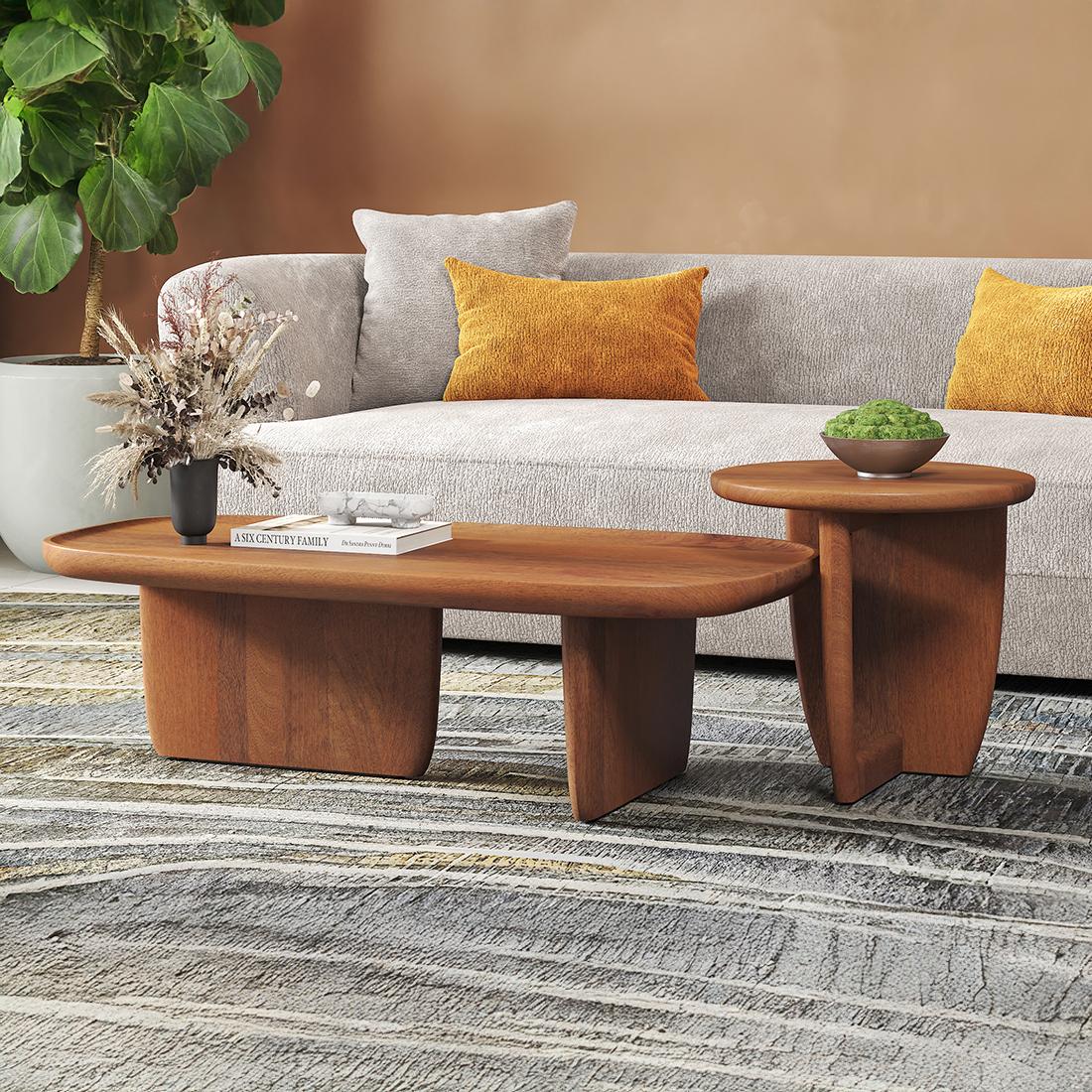 Kaya Side Table In Amber Walnut Finish