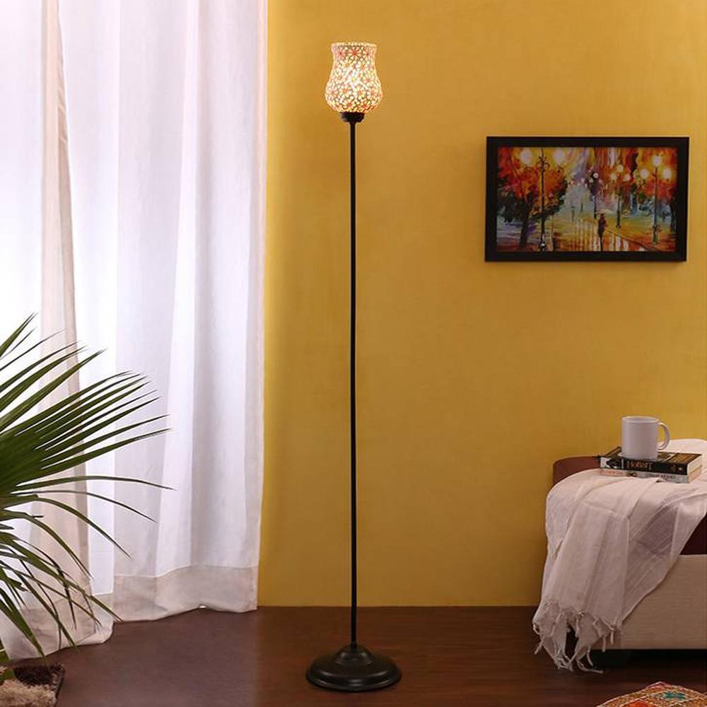 Joey Black Glass Shade Floor Lamp