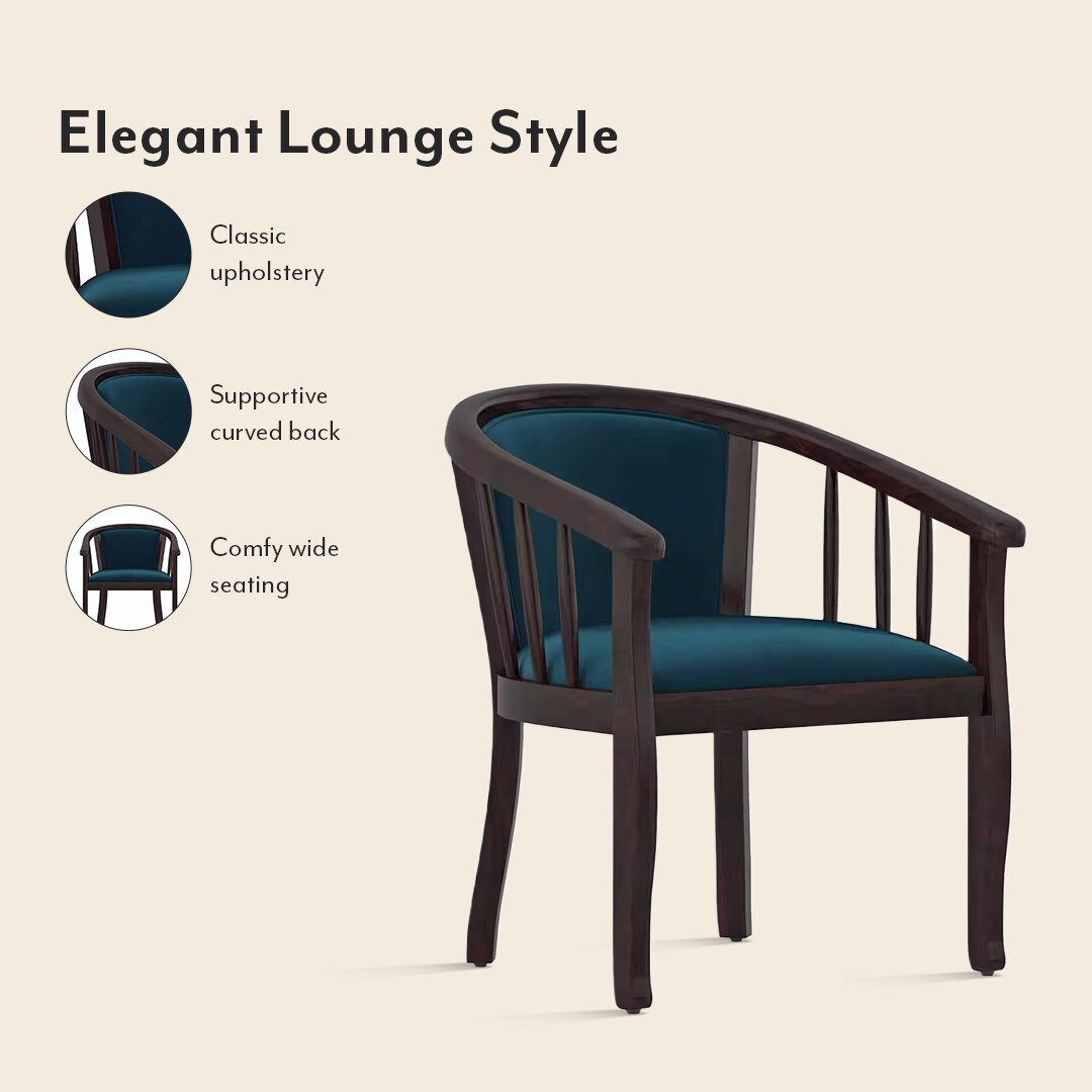 Bella Lounge Chair Finish Mahogany Night Blue Velvet Colour