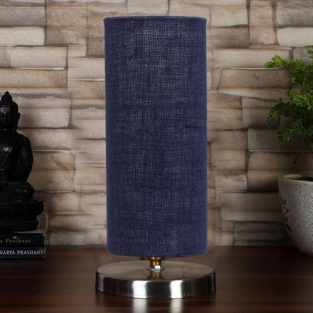 Blue Jute table lamp with Steel Base -12