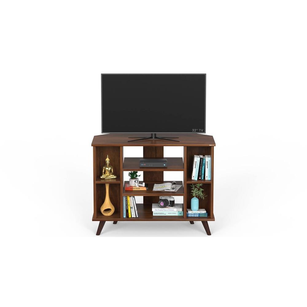 Gautier Engineering Wood Floor Standing TV Entertainment Unit Set Top Box Stand/TV Cabinet with Shelves for Books & Decor Display Unit Bed Living Room Upto 32 inches (Brown Maple)