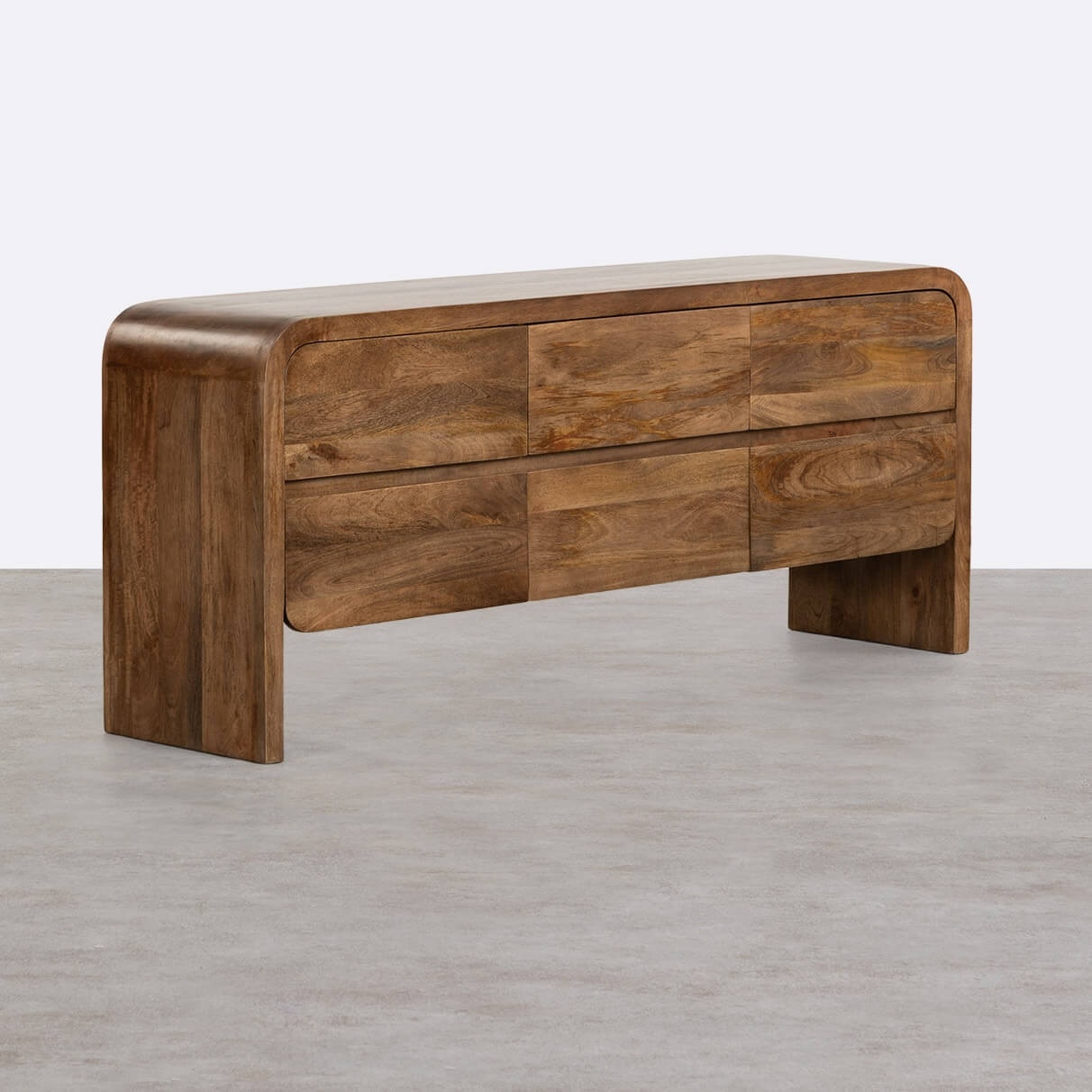 Stigen Solid Mango Wood Sideboard with 6 Drawers in Provincial teak Finish