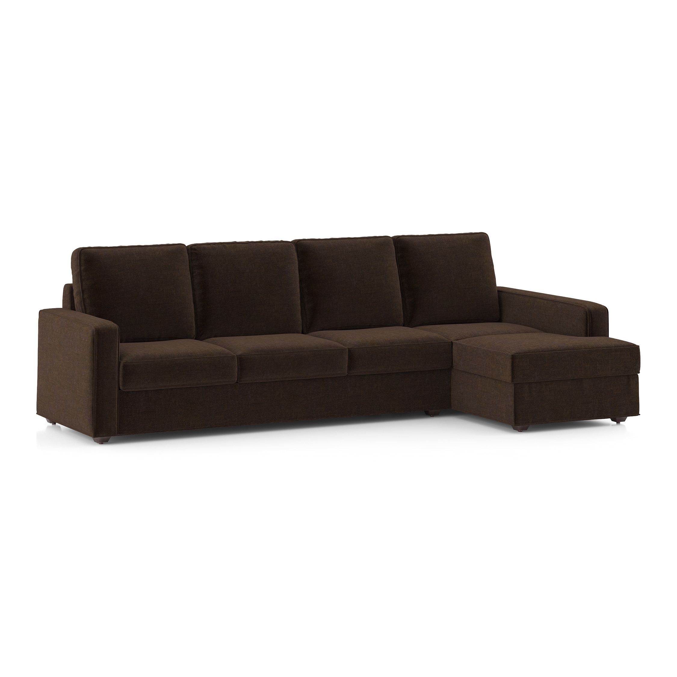 Apollo Compact Sofa (Colour : Dark Earth, Cushion : Soft, Back Type : High Back, Seating Capacity : Right Aligned 3 Seater + Right Aligned Chaise + Ottoman)