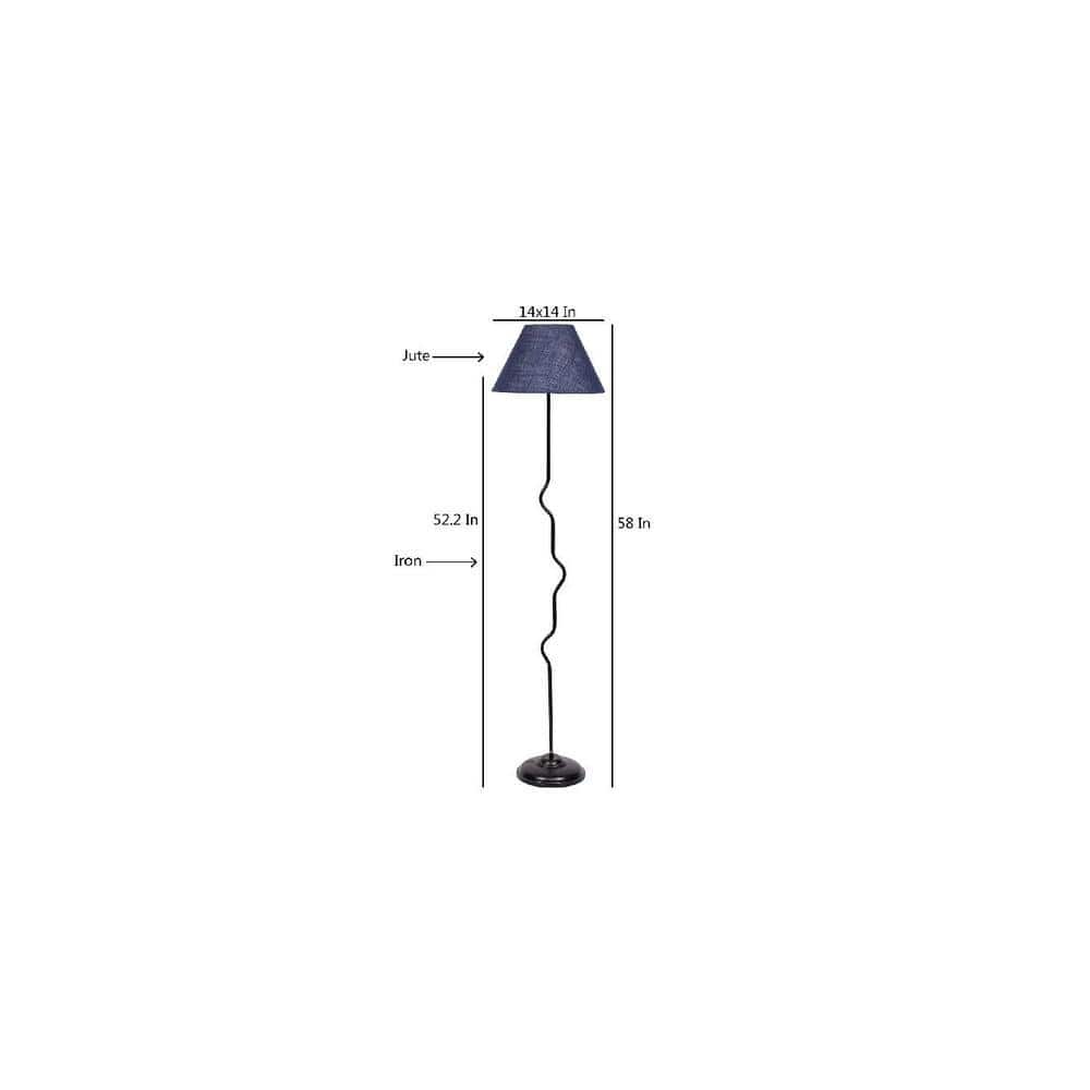 Anais Maroon Natural Fiber Floor Lamp with Black Iron Base