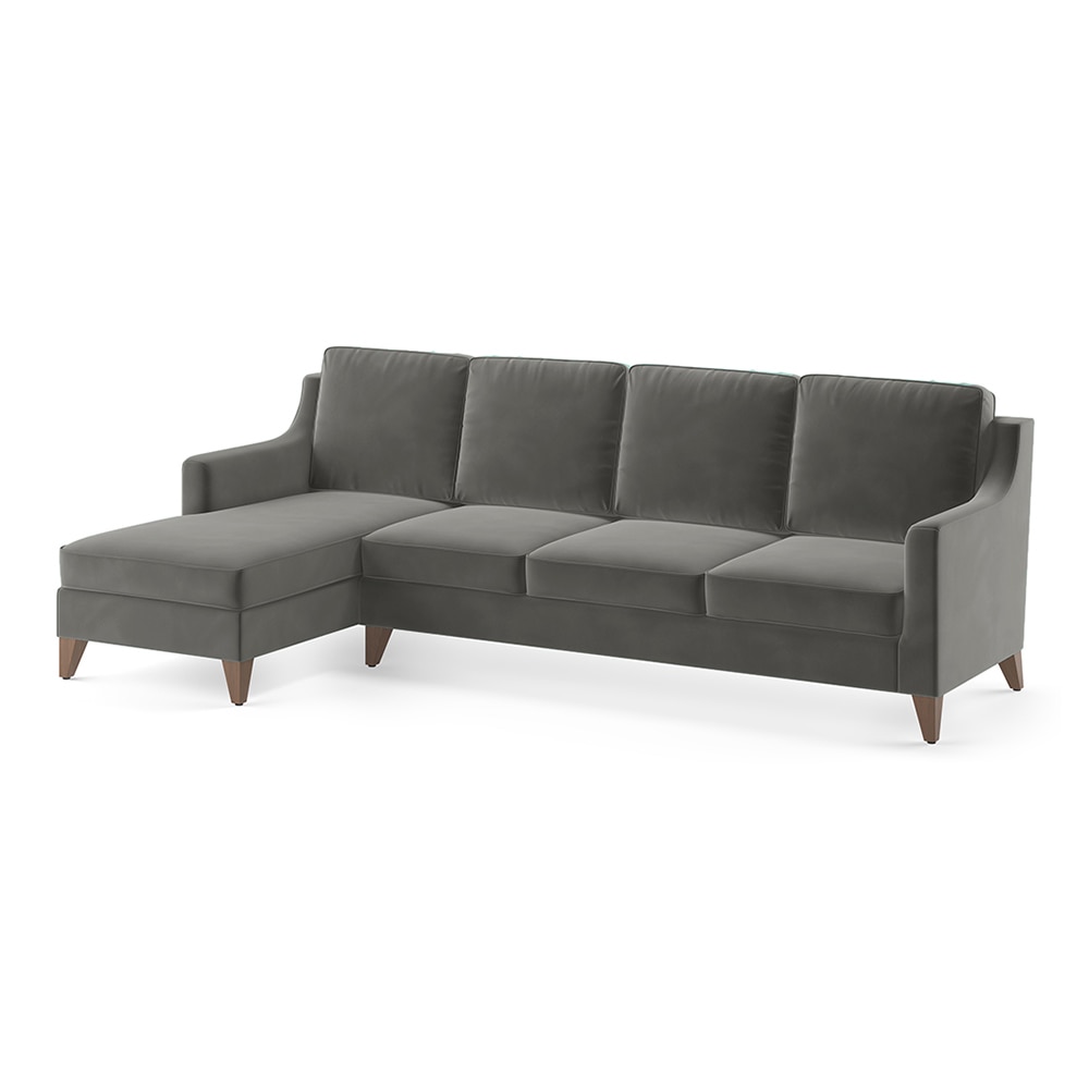 Abbey Sectional Sofa (Colour : Ash Grey Velvet, Cushion : Soft, Seater : Left Aligned 3 Seater + Left Aligned Chaise)