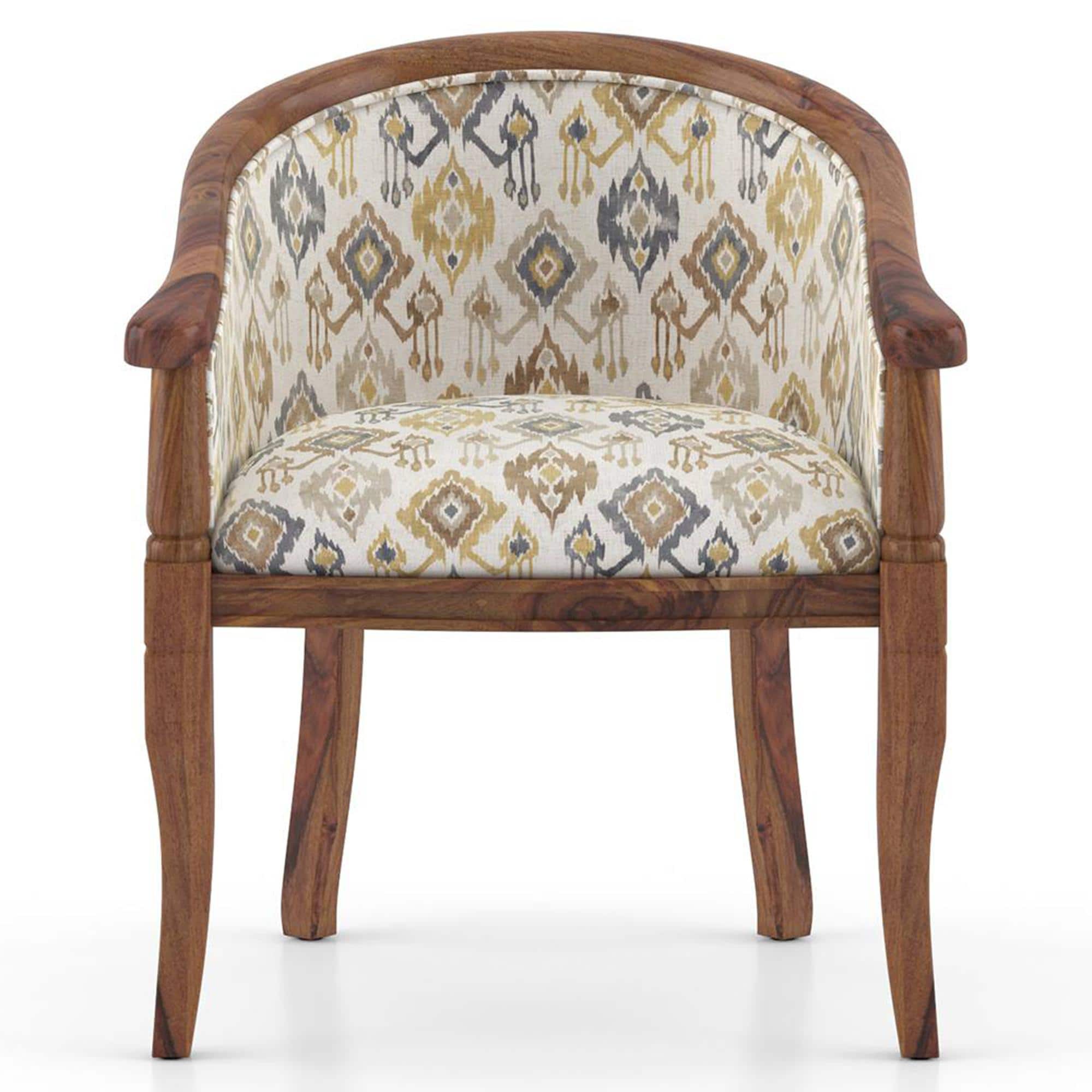 Florence ArmChair in Mustard Mist Ikat Colour and Teak Finish